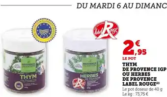 U Express Thym de provence igp ou herbes de provence label rouge offre