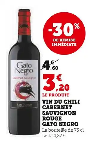 Super U Gato negro vin du chili cabernet sauvignon rouge offre