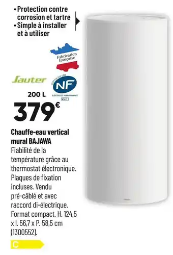 Bricorama Sauter chauffe-eau vertical mural bajawa offre