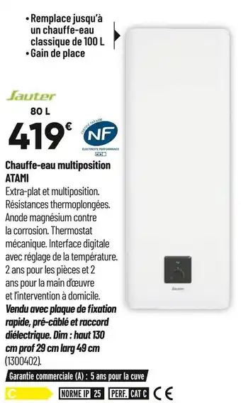 Bricorama Sauter chauffe-eau multiposition atami offre