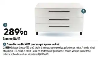 Bricorama Ensemble meuble nama pour vasque à poser + miroir offre
