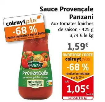 Colruyt Panzani sauce provençale offre