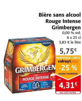 Colruyt Grimbergen bière sans alcool rouge intense offre