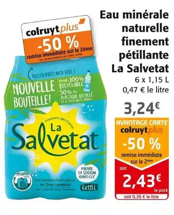 Colruyt La salvetat eau minérale naturelle finement pétillante offre