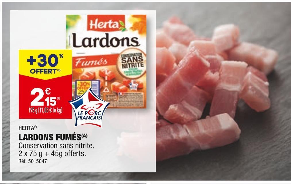 Promo Herta lardons fumés chez ALDI