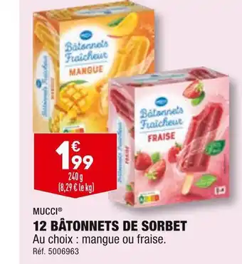 ALDI Mucci 12 bâtonnets de sorbet offre