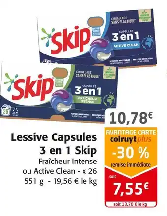 Colruyt Skip lessive capsules 3 en 1 offre