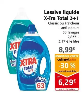 Colruyt X-tra lessive liquide total 3+1 offre