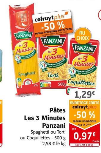 Colruyt Panzani pâtes les 3 minutes offre