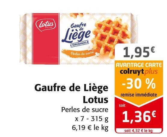 Colruyt Lotus gaufre de liège offre