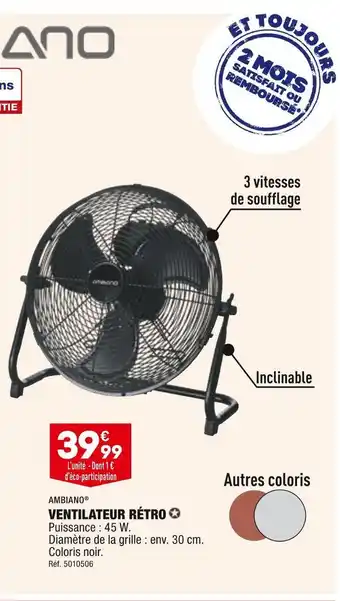 ALDI Ambiano ventilateur rétro offre