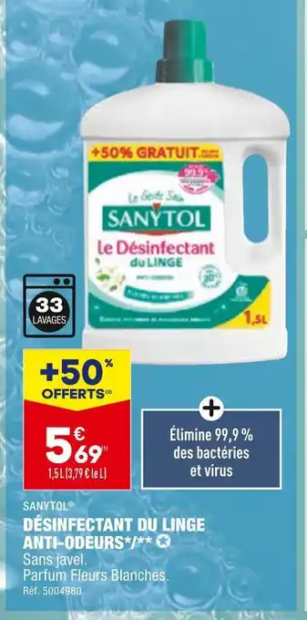 ALDI Sanytol désinfectant du linge anti-odeurs* offre