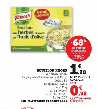 Super U Bouillon knorr offre