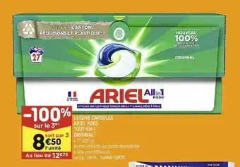 Leader Price Lessive capsules ariel pods tout-en-1 original offre