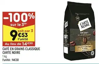 Leader Price Café en grains classique carte noire offre