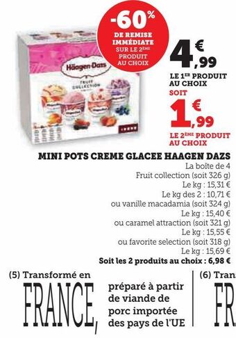 Hyper U Mini pots creme glacee haagen dazs offre