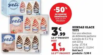 Hyper U Sundae glace yeti offre