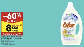 Leader Price Lessive liquide le chat sensitive savon de marseille & aloe vera offre