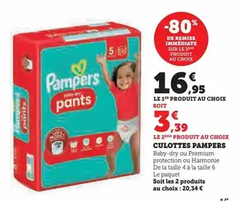 Super U Culottes pampers offre