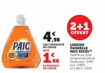 Hyper U Liquide vaisselle paic excel offre