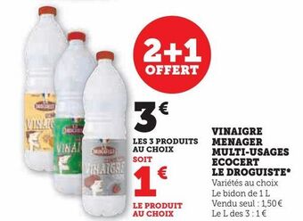 Hyper U Vinaigre menager multi-usages ecocert le droguiste offre