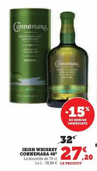 Hyper U Irish whisky connemara 40° offre