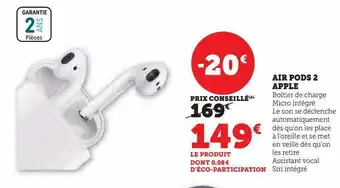 Hyper U Air pods 2 apple offre