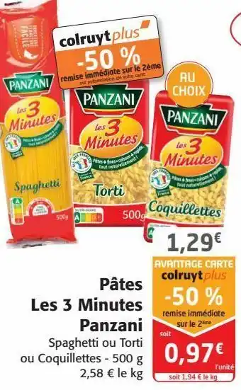 Colruyt Pâtes les 3 minutes panzani offre