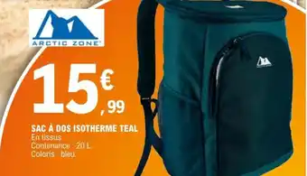 E.Leclerc SAC À DOS ISOTHERME TEAL offre