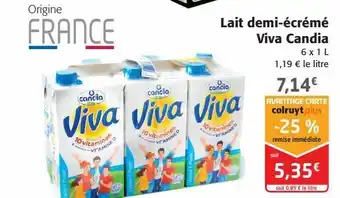 Colruyt Lait demi-écrémé viva candia offre