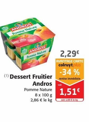 Colruyt Dessert fruitier andros offre
