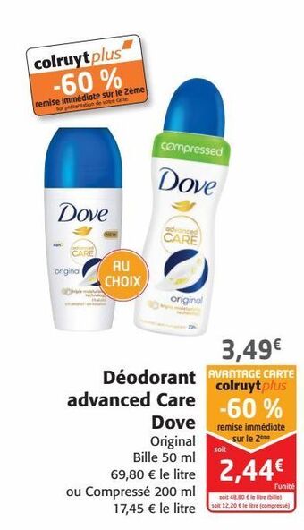 Colruyt Déodorant advanced care dove offre