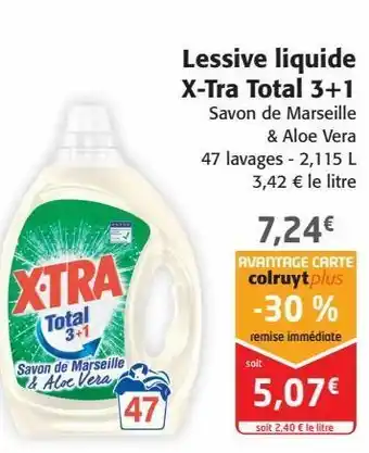 Colruyt Lessive liquide x-tra total 3+1 offre