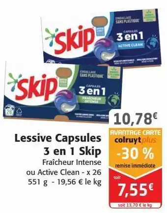 Colruyt Lessive capsules 3 en 1 skip offre