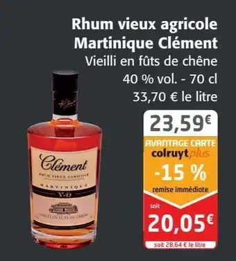 Colruyt Rhum vieux agricole martinique clément offre