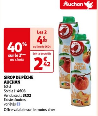 Auchan SIROP DE PÊCHE AUCHAN offre