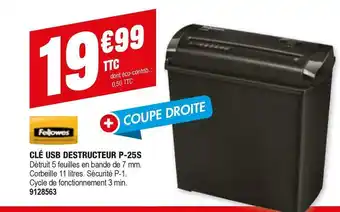 Plein ciel CLÉ USB DESTRUCTEUR P-25S offre