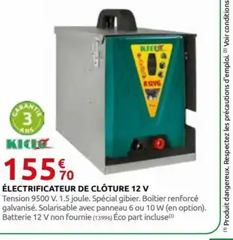 Rural Master Electrificateur de cloture 12v offre