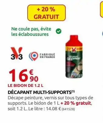 Decapant multi-supports