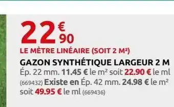 Rural Master Gazon synthetique largeur 2m offre