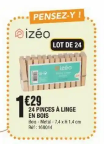 La Foir'Fouille 24 pinces à linge en bois offre