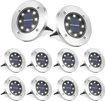 Qedertek 8 led lumiÚre solaire extérieur, lampe solaires jardin au sol étanche ip65, blanc froid pelouse lumiÚre decorativ...
