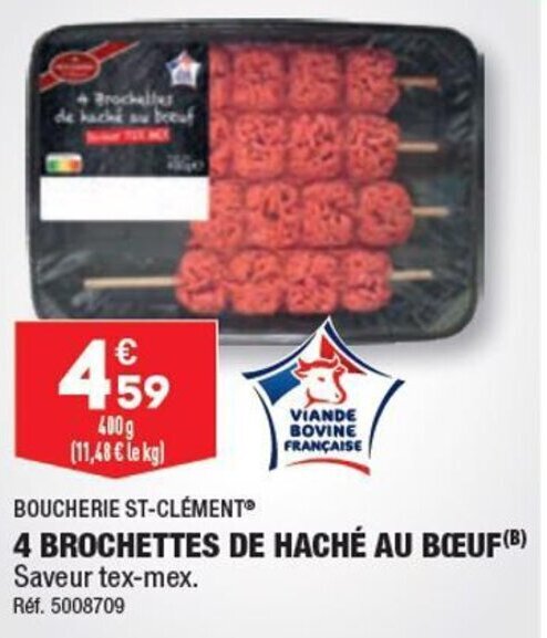 ALDI 4 BROCHETTES DE HACHÉ AU BŒUF (B) offre