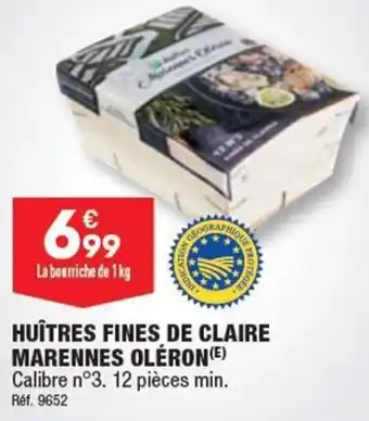ALDI HUÎTRES FINES DE CLAIRE MARENNES OLÉRON(E) offre