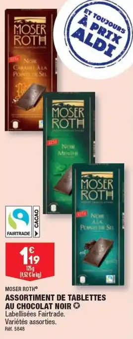 ALDI ASSORTIMENT DE TABLETTES AU CHOCOLAT NOIR offre