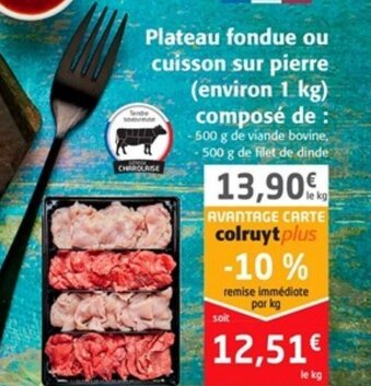 Colruyt Plateau fondue ou cuisson sur pierre offre