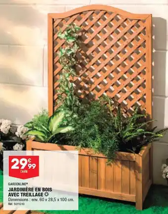 ALDI JARDINIÈRE EN BOIS AVEC TREILLAGE offre