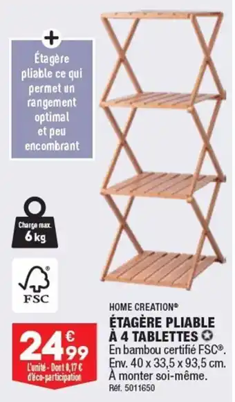 ALDI ÉTAGÈRE PLIABLE À 4 TABLETTES offre