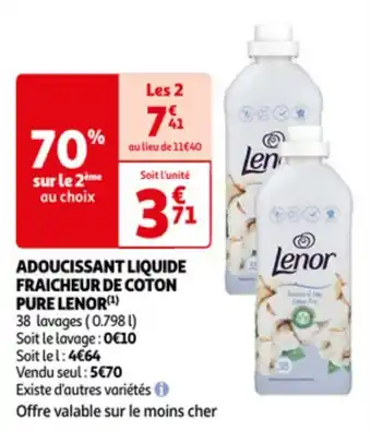 Auchan ADOUCISSANT LIQUIDE FRAICHEUR DE COTON PURE LENOR(¹) offre