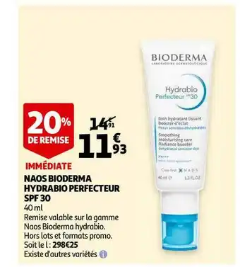 Auchan Naos Bioderma Hydrabio Perfecteur Spf 30 offre